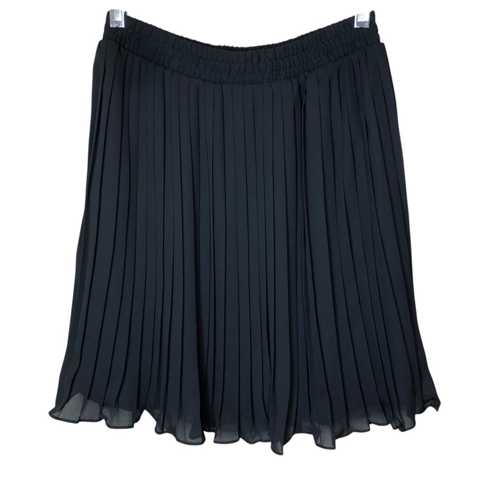 VTG 90s Black Pleated Chiffon Layered Skirt 6 Petite Elastic Waist Schoolgirl